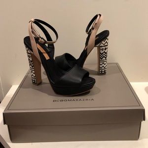 BCBGMaxAzria Black and Beige Heels